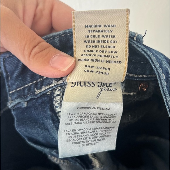 Miss Me Embellished Rhinestone Back Bootcut Low Rise Jeans Style# JE5554B2R - Picture 14 of 14